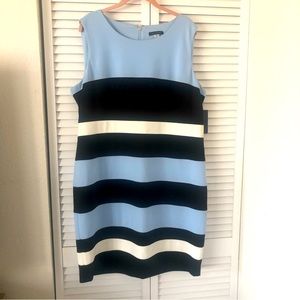 Tommy Hilfiger Striped Sheath Dress navy blue light blue and white Size 18
